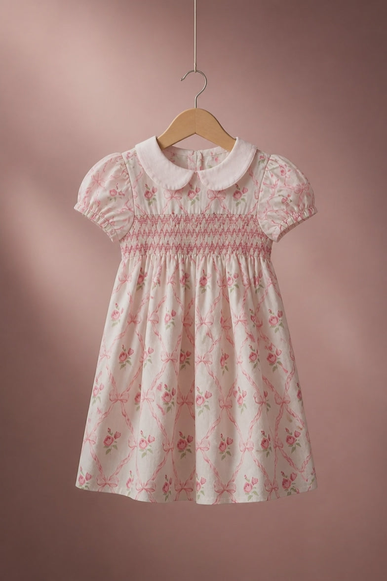 Robe Smockée Fleurie Fille