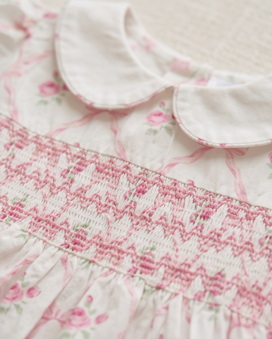 Robe Smockée Fleurie Fille