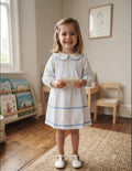 Robe Coton Smockée Col Claudine
