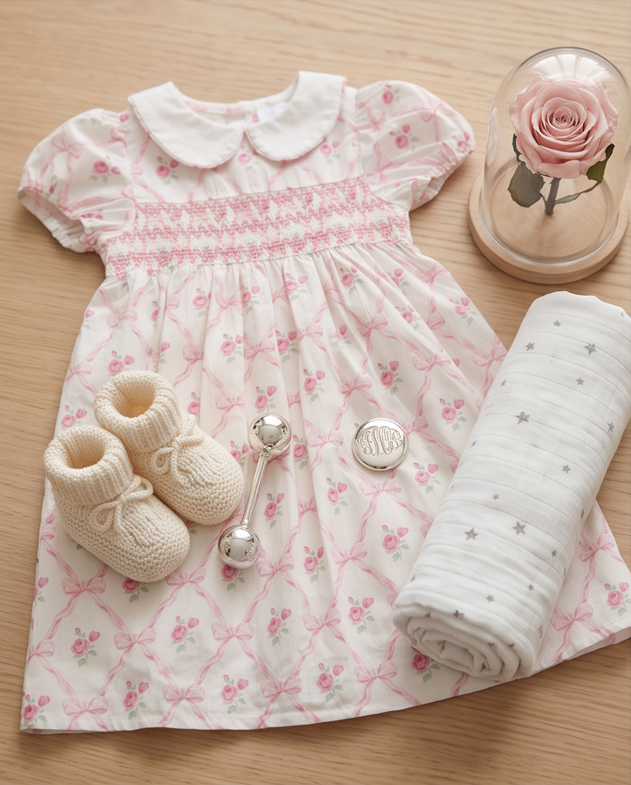 Robe Smockée Fleurie Fille