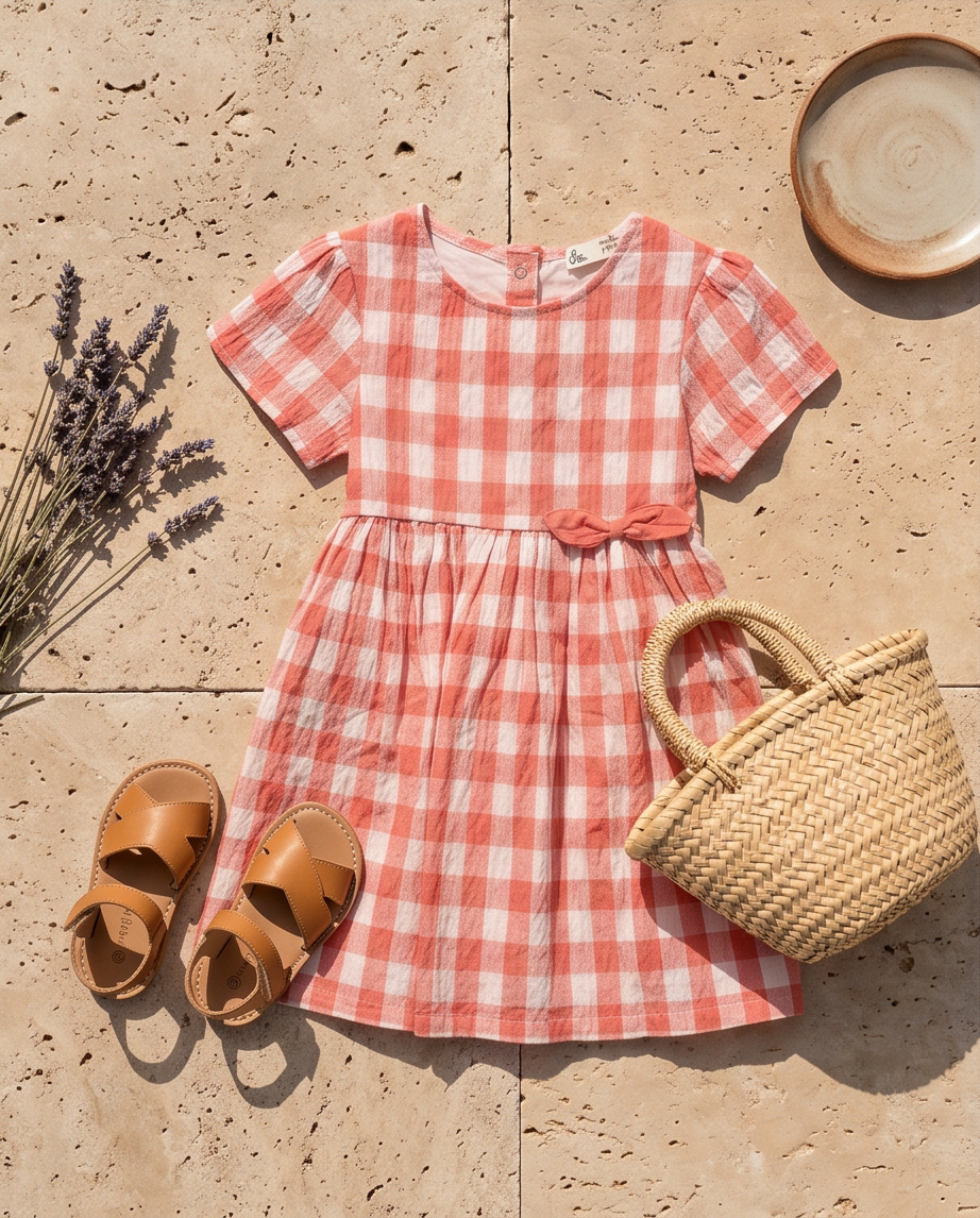 Robe Vichy Rose Enfant 6 ans